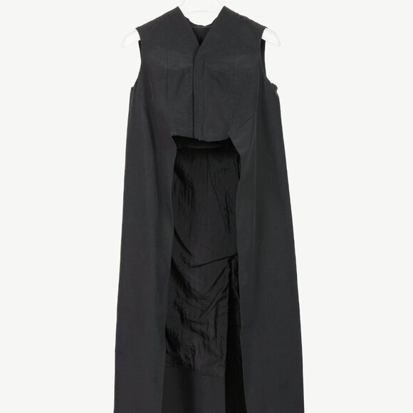 Rick Owens Black Cotton & Silk Hi-Lo Zip Vest - Picture 1 of 10